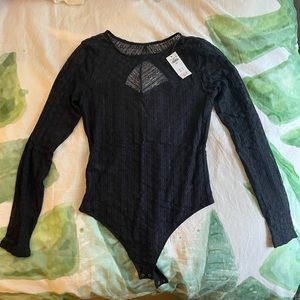 Abercrombie black lace bodysuit, Large, NWT, keyhole, sweetheart neckline, sexy